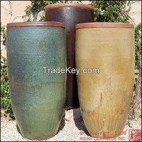 Large Round Rustic Glazed Outdoor Ceramic Garden Vases