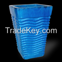 Tall Square and Slanted Ceramic Vase for Garden pots-Blue Ceramic Planters