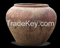Tall Round Rustic Glazed Outdoor Ceramic Garden Pots-Viet Nam pottery
