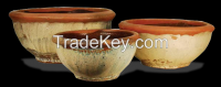 Round Rustic Glazed Outdoor Ceramic Garden Pots-Viet Nam pottery
