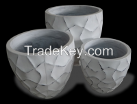 Light Cement Pots with Decorative Patterns