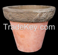 Two-color Terracotta Pot, Rose and Brown