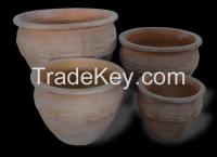 Terracotta Flared Planter with Leaf Relief