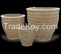 Old Terracotta Round Pattern Planters