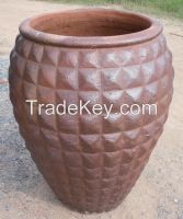 Vietnam Black Clay Urn with Protruding Patterm