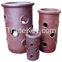 Vietnam Black Clay Tall Pot with Cut-outs