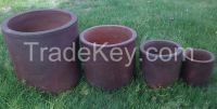Vietnam Black (Dark) Clay Taper Round Pots