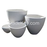 White Round Polystone-fiberstone planters