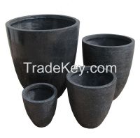 Tall black Round Polystone Pots