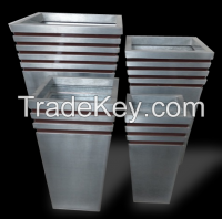 Zinc Contemporary Taper Tall Ridged Planters