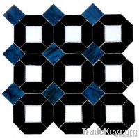 stained glass back match blue mosaic