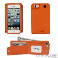 TORU Saffiano Back Flip Wallet Case for iPhone 5