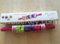 Plastic Rolling Pin with 9 Cake Moulds