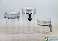 Round Clear Acrylic Canisters with Clip Tight Lid