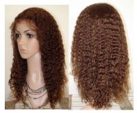 Fashionable 14 inch Kinky Curl Light Brown Color Indian Human Hair Full Lace Wig