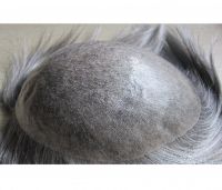 Wholesale Virgin Indian Hairpiece Natural Hairline Toupee With Gray Hair