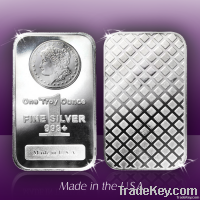 1 Troy oz. Pure .999 Silver Bullion Bar - Morgan Bars