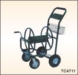 Hose Reel Cart with Rotating Casters and Tool Basket