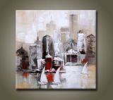 Modern Abstract Building Oil Painting