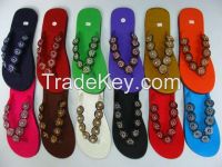 Bohemian beaded Thai silk slippers
