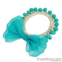 Bowknot And Beads Elastic Hair Band For Girls