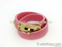 2013 Summer top sale two circles hook leather bracelet