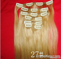 clips in human hair extension--#27