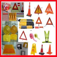 roadway safety, safety vest, safety barrier/cone/ signs/flag/light, light