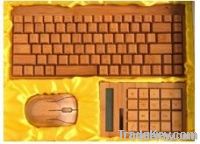wooden keyboard, mouse, caculator set, bamboo