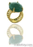 Vintage Green Onyx Ring Jewelry, 10K Gold Plated Ring Jewelry, Uniqu