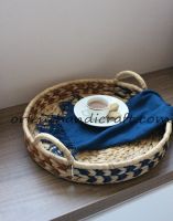 Vietnam water hyacinth 3-tone colored round tray set