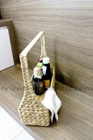 Vietnam water hyacinth bottle caddy basket