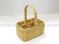 Vietnam water hyacinth 6-slot bottle caddy basket