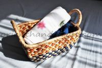 Vietnam water hyacinth 3-tone colored rectangle basket with handle
