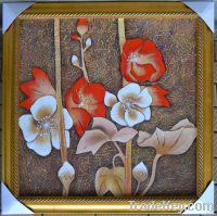 Framed fine arts of flower oil painting handmade 1 piece