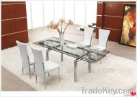 8 Seater Modern Square Extendable Tempered Glass Dining Room Table