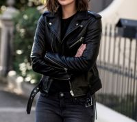 Women's Black Genuine Lambskin Real Soft Leather Biker Motorcycle Jacket