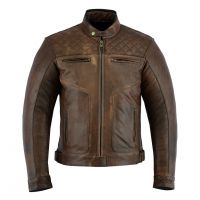 Leather Motorbike Motorcycle Jacket Touring Brown With Genuine Ce Biker Armour