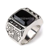 Retro agate stainless steel ring