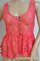 Ladies Fashion Lace Hollow Embroidery tops, Women Embroidery vests