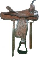 Genuine show western carving leather saddle with rust proof fittings