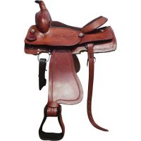 Genuine imported Leather western carved saddle brown with full steel fitting 