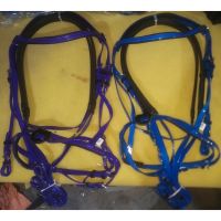 Genuine  PVC horse riding bridle and reins purple and Brown with rust proof steel fittings Black