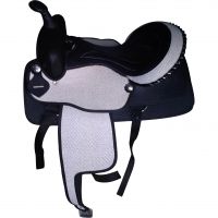 Genuine imported Quality synthetic western saddle white and black with rust proof fitting 