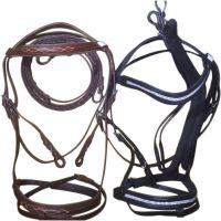 Genuine Imported Rolled leather horse bridle brown and crystal bridle black with rust proof fittings