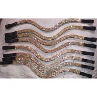 Genuine leather horse Golden Crystal browbands, size pony,cob,full