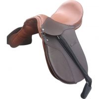 Genuine imported leather jumping saddle tan seat with rust proof fitting 