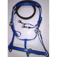 Genuine imported Blue PVC horse riding bridle and Black padding with rust proof steel fittings