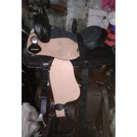 Genuine imported Quality leather stock of western saddle Black Natural with rust proof fitting 