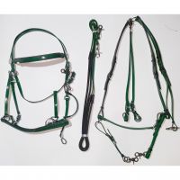 Genuine imported Green PVC horse Riding bridle set and Breastplate with rust proof steel fittings